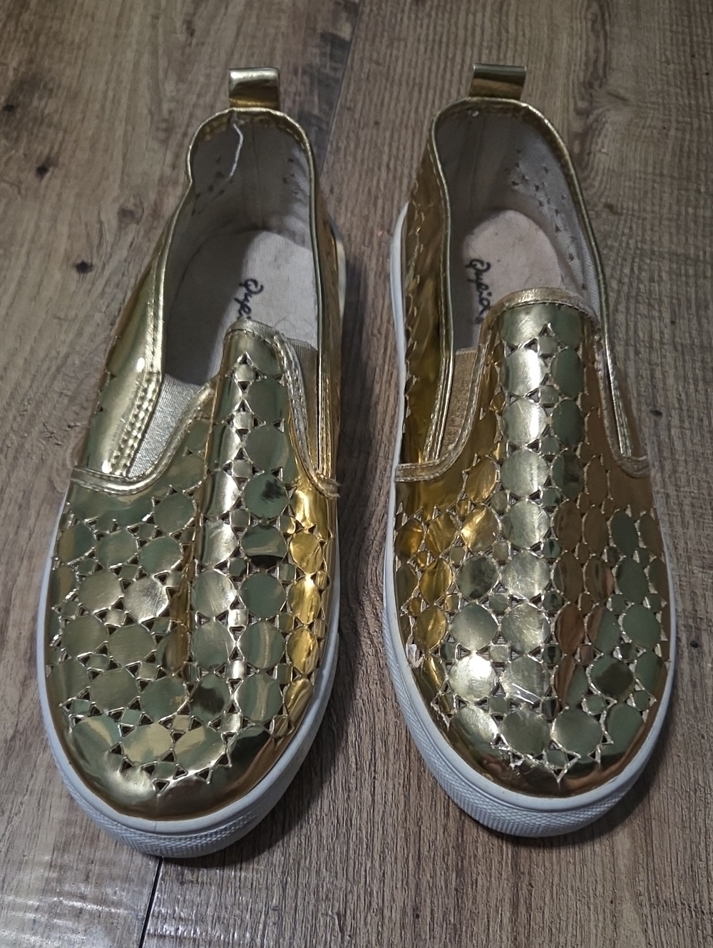 Qupid | Metallic Gold Slip-On Sneakers